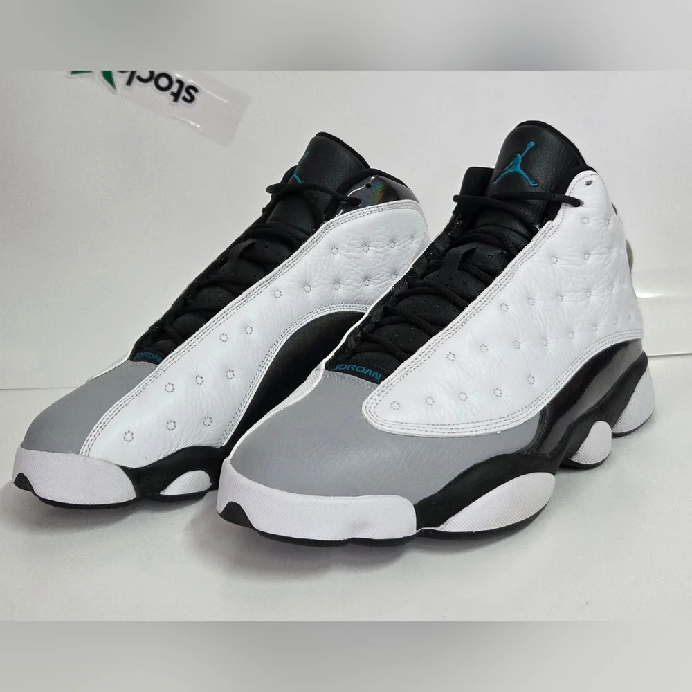 Nike Air Jordan 13 Retro White-Teal-Grey Barons Hologram Mens Sz 10 [414571-115] - Picture 5 of 10